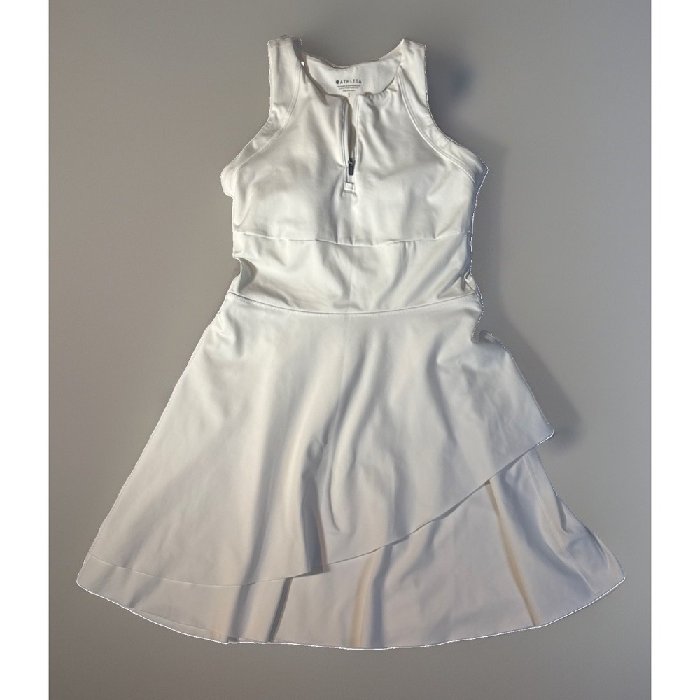 Athleta Break Point Athletic Mini Dress Size S Petite White Quarter Zip Court